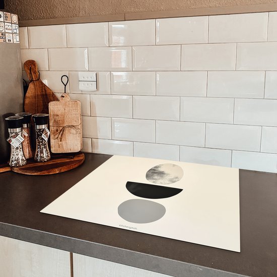 KitchenYeah® Inductie beschermer 59x52 cm - Beige - Japandi - Wabi sabi - Kookplaataccessoires - Afdekplaat voor kookplaat - Inductiebeschermer - Inductiemat - Inductieplaat mat - Keuken decoratie