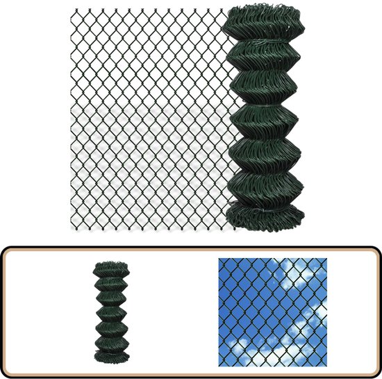 vidaXL Chain Link Fence Steel 3' 3"x49' 2" Green