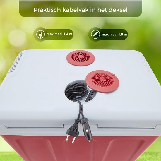 Elektrische Koelbox - 40 Liter Koelbox Elektrisch 12V 230 Volt - Koelbox Auto - Coolbox Met Verwarmingsfunctie en Lichtgewicht - Koelt & Verwarmt - Mini Koelkast - Rood van Adler — afbeelding 2