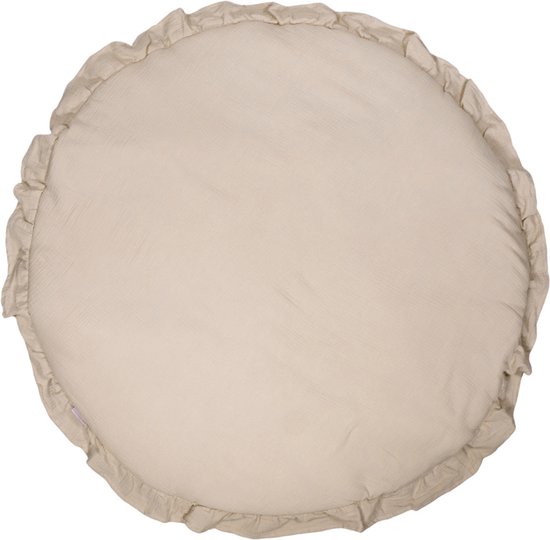 MamaLoes Soft Cotton Ruffle Ecru 90 cm Rond Boxkleed