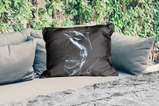 Buitenkussens - Vis - Koi - Zwart - Water - 60x40 cm - Weerbestendig