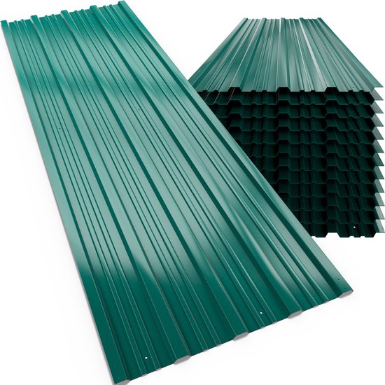 Gardebruk Dakplaten – Set van 12 Gegalvaniseerd Staal 129x46cm - Groen