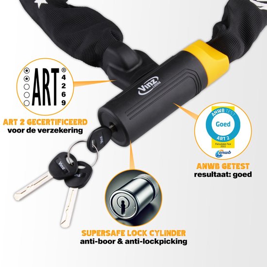 Vinz à Chaîne / Antivol de Vélo Vinz Salado avec Tête Fixe ART2 - 90cm