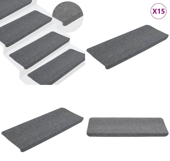 Vidaxl trapmatten zelfklevend 15 st 65x24,5x3,5 cm zwart