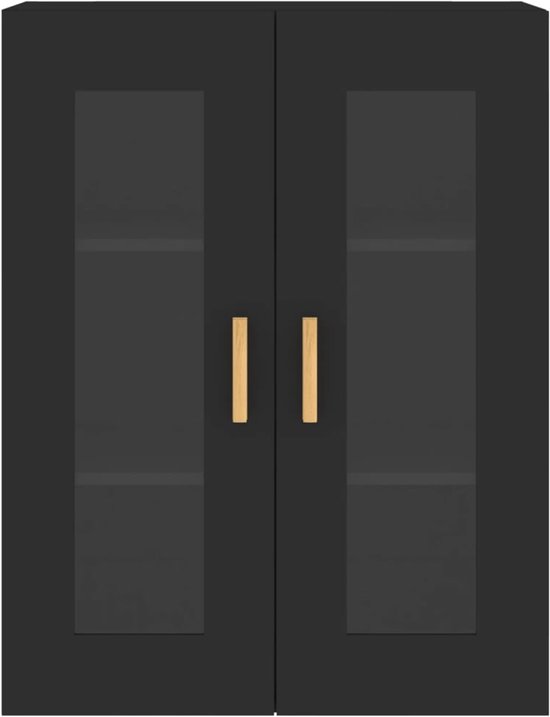 vidaXL Armoires suspendues 2 pcs Bois fini Noir - Armoire Armoires murales murales - Armoire suspendue - Armoire suspendue