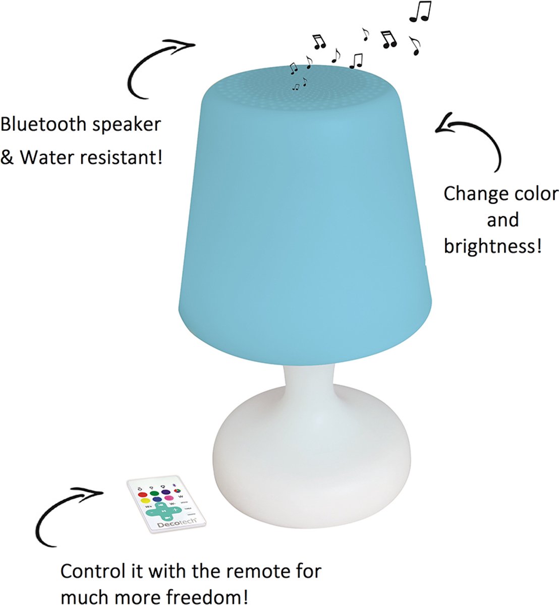 Lexibook Bluetooth® waterproof multicolour speaker in shape of table lamp using led tech incl. afstandsbediening