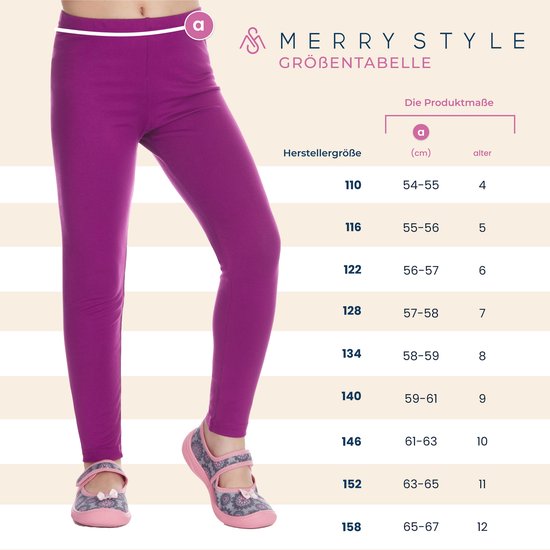 Merry Style Meisjes Leggings - Sport - Vrijetijdsbroek - Lang - Katoen – Sportbroek – Zwart – 134 - MS-MS10-225-LE-new