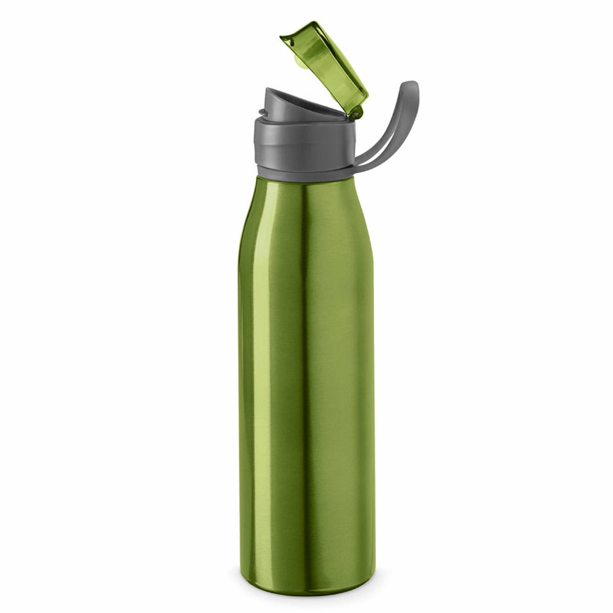 Aluminium waterfles/drinkfles groen met klepdop en handvat 650 ml - Sportfles - Bidon