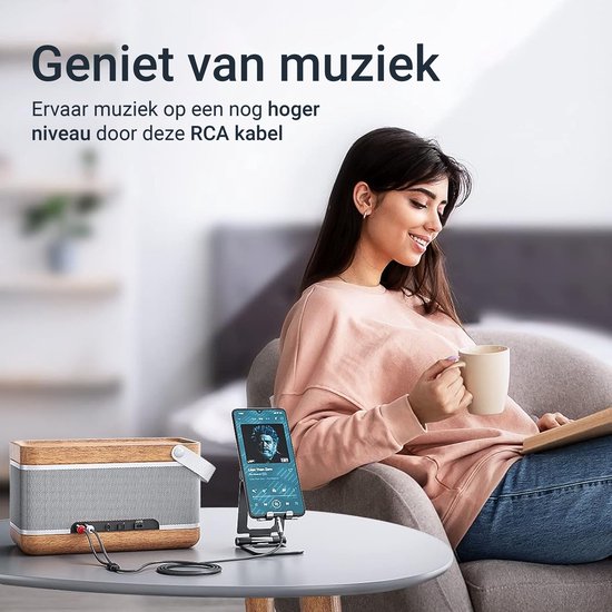 Qost - Câble Aux vers RCA - 10 mètres - Jack 3,5 mm vers 2 RCA Stéréo - Câble Audio - Jack 3,5 mm vers 2 Prise RCA