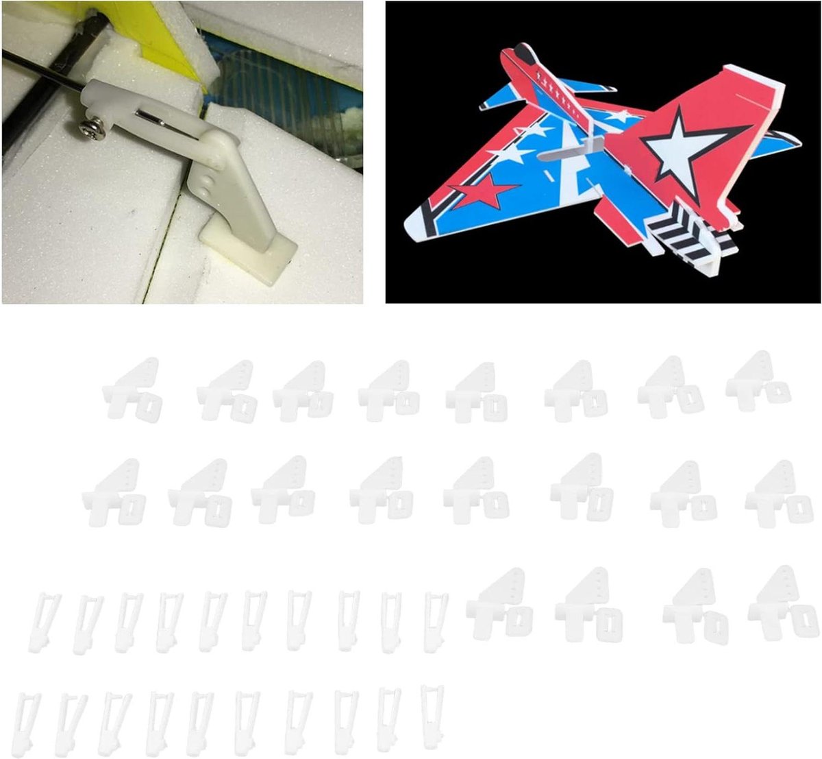 Image of 20 Sets 4 Hole Control Horns Clevis Set KT - RC Vliegtuigen Foam Fixed Wing - Roerhoeken - Snel Verstelbare Hendels .