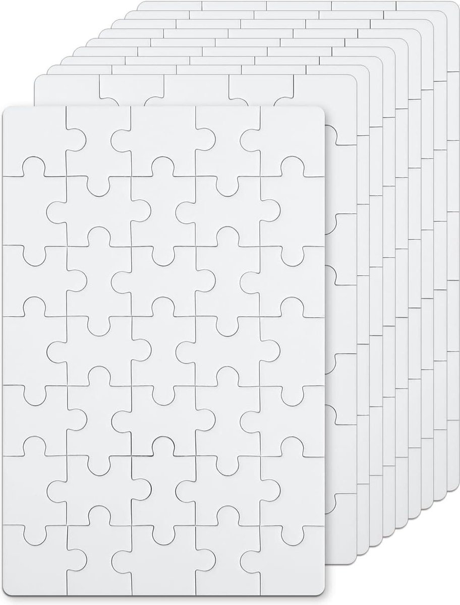 10 Blanco Puzzels 10x15cm  Geheel Wit  35 Stukjes  Overschilderbare Puzzel  Voor Kinderen 