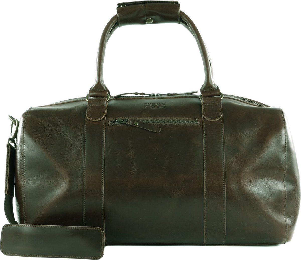 BUCKLE & SEAM Leren Reistas Willow Orange Weekender Olive Donkergroen