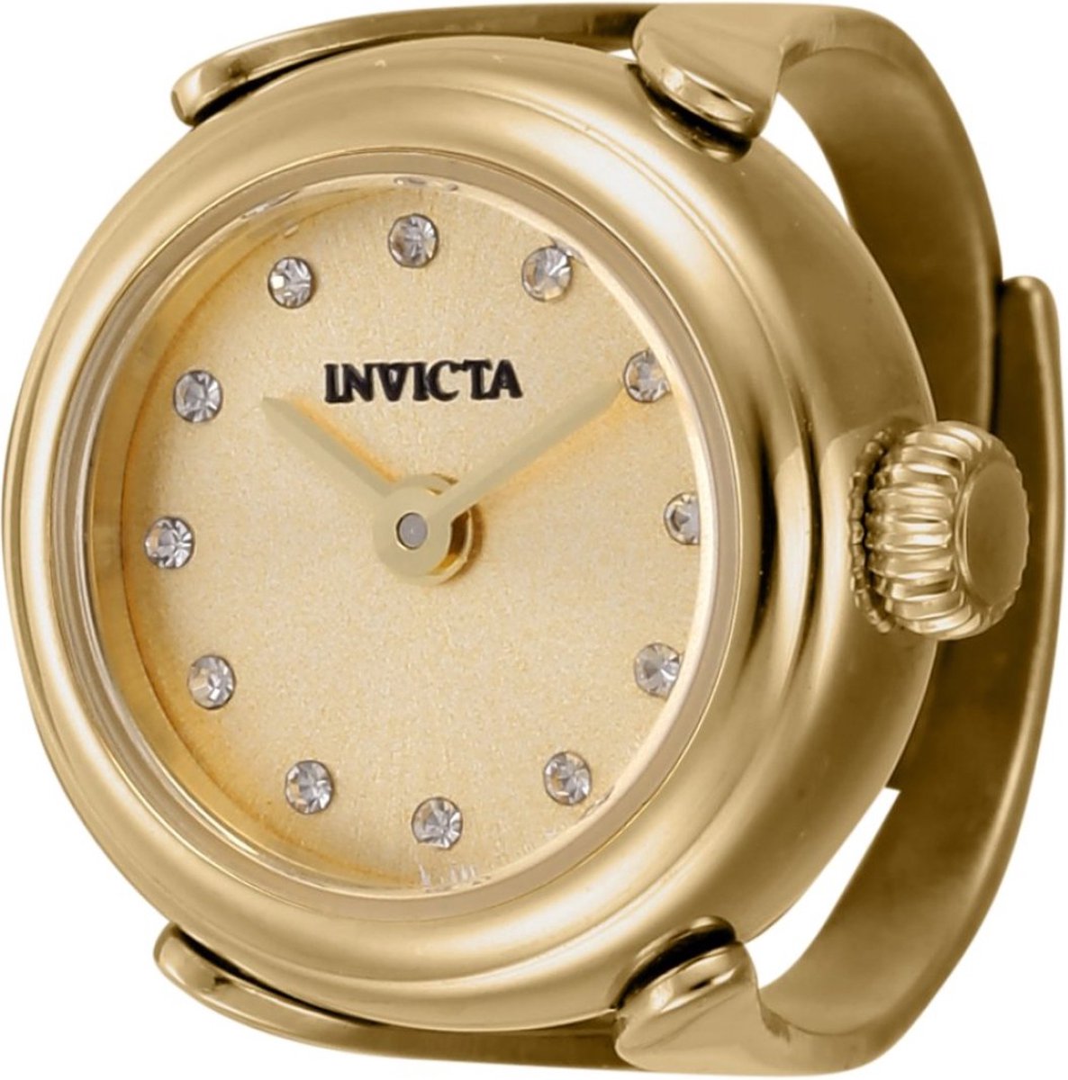 Invicta Mini 44483 Dames Horloge - Waterdicht - Analoog - Quartz Uurwerk - Roestvrij Staal met gouden Wijzerplaat - 17mm