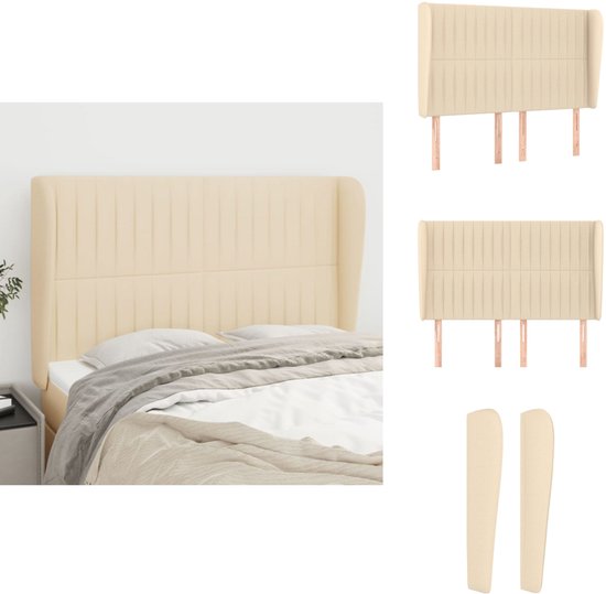 Tête de lit vidaXL - Têtes de lit - Tête de lit - Tête de lit en bois - Tête de lit avec bords 147 x 23 x 118/128 cm Tissu couleur crème