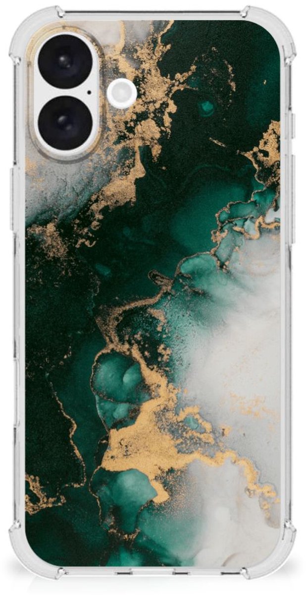 Anti-Shock Hoesje voor iPhone 16 Plus Marmer Groen