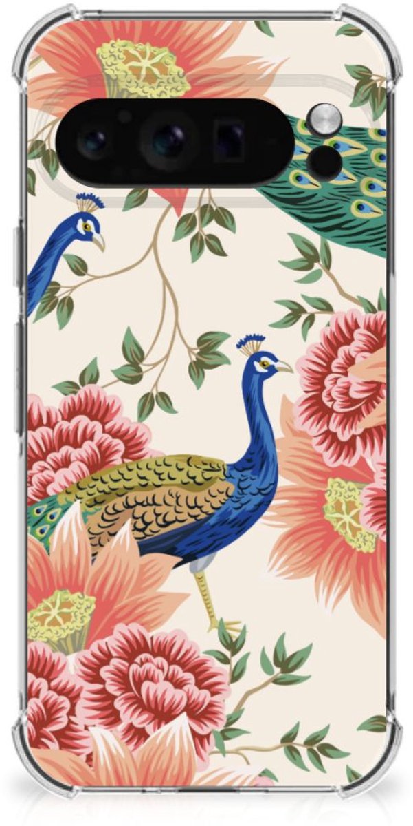 Back Cover voor Case Anti-shock voor Google Pixel 9 Pro XL Pink Peacock