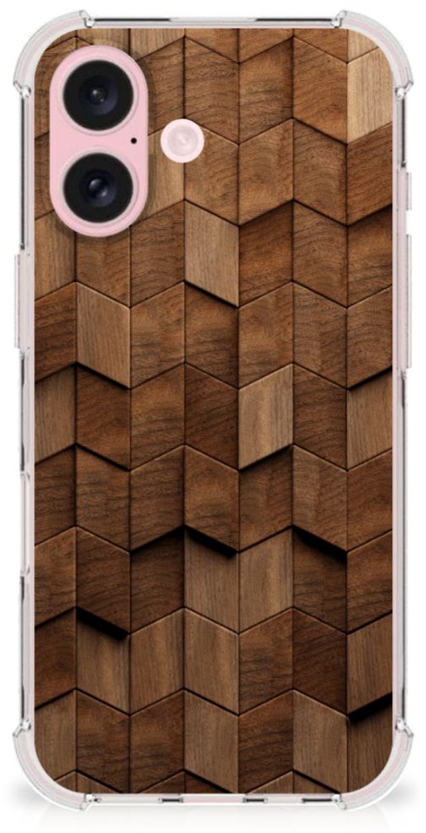 Stevig Telefoonhoesje voor iPhone 16 Wooden Cubes