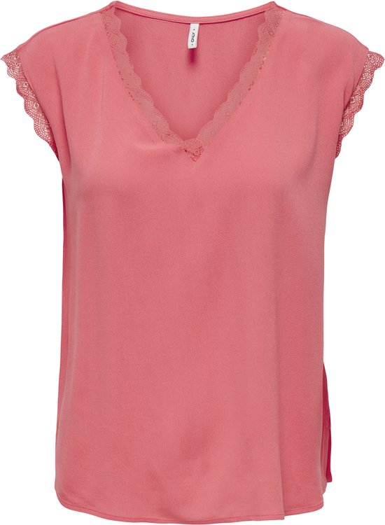 Polo Ralph Lauren T-shirt met geribde V-hals in koraal online kopen | P&C