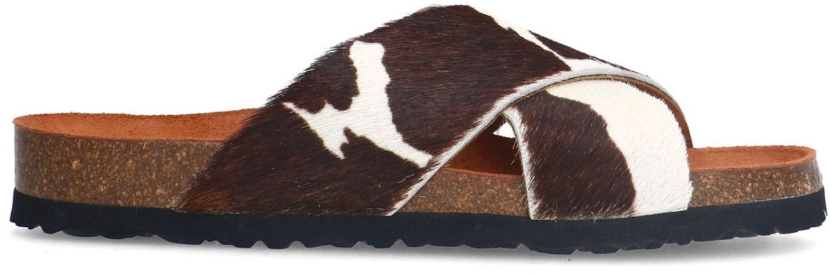 Manfield - Dames - Slippers met cow print - Maat 39