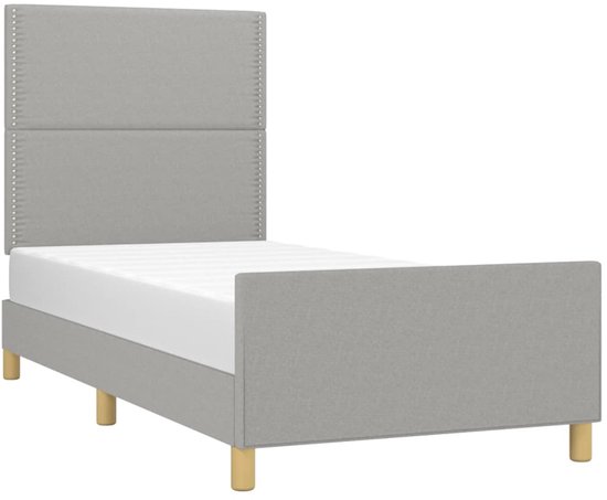 vidaXL Cadre de lit sans matelas 90x200 cm tissu gris clair - Cadre de lit Met Hoofdeinde - Cadres de lit Met Hoofdeindes - Lit - Meuble de couchage