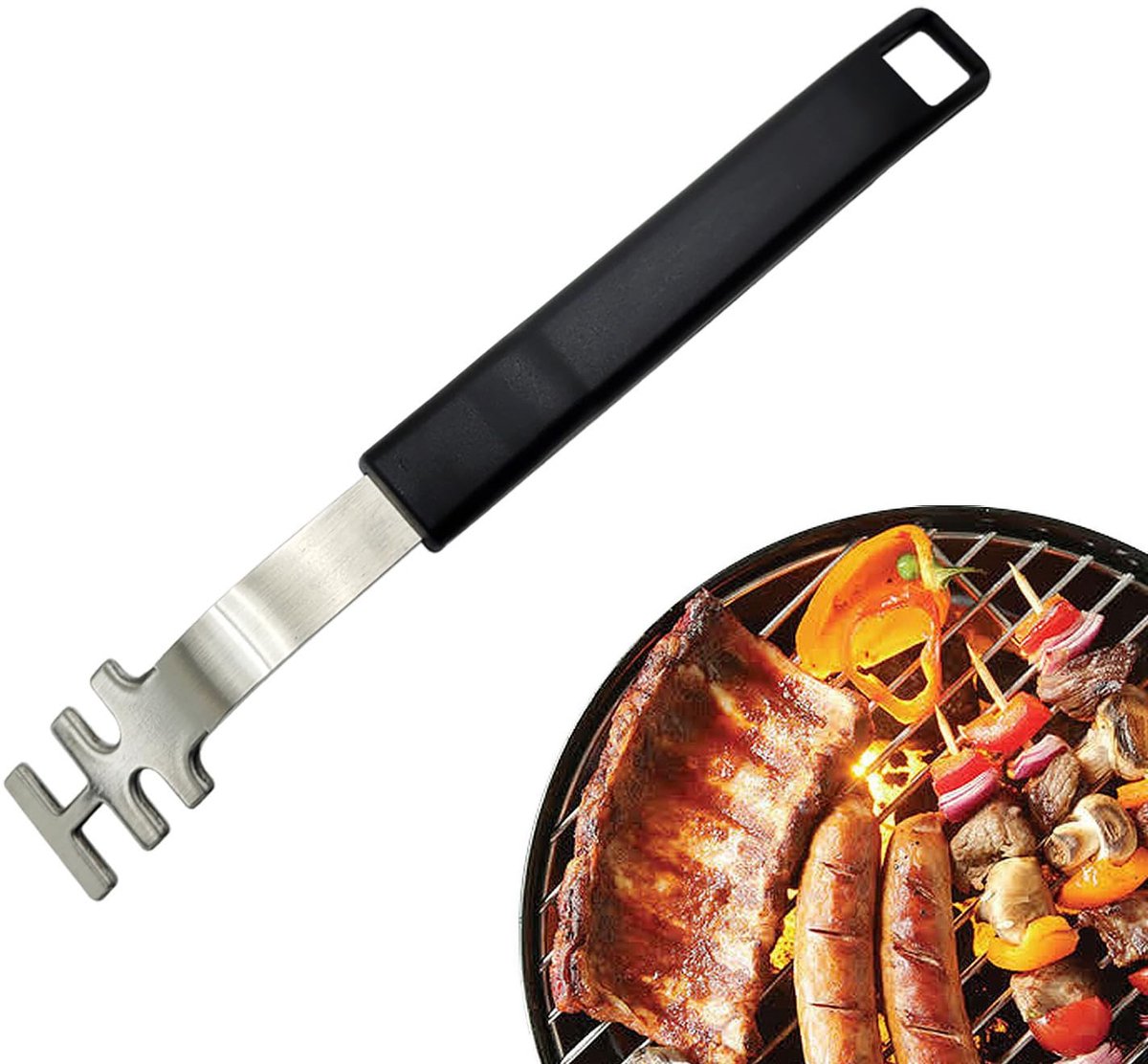 Universele Roestvrij Stalen BBQ Grillrooster Lifter met Hittebestendig Handvat voor Veilig Barbecueën