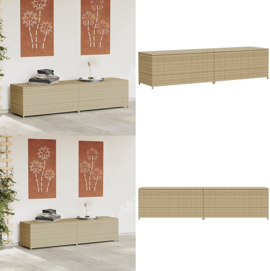 VidaXL Tuinbox Met Wielen 283 L Poly Rattan Zwart - Waterdichte Opbergbox Voor Kussens En Tuinspullen