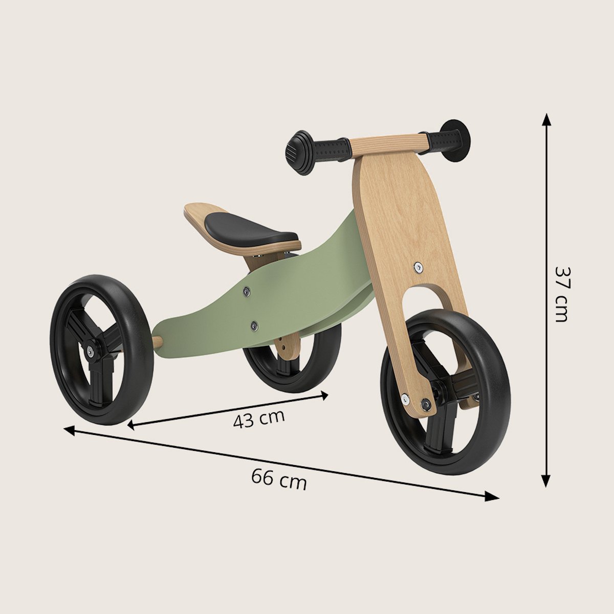 Petite Amélie ® Loopfiets - Houten - Vanaf 1 jaar - 4 in 1 Loopfiets - Stimuleert motoriek & balans - Groen thumbnail 4