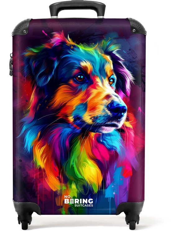 NoBoringSuitcases.com® - Valise cabine Chien - Néon - Abstrait - Bagage à main - Valise de voyage - Valise chariot - Valises 55x40x20 cm - 55x35x25 cm