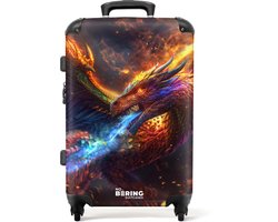 NoBoringSuitcases.com NoBoringSuitcases.com® - Kinderkoffer groot - Kindertrolley koffer - Draak - Vuur - Rolkoffer lichtgewicht - Reiskoffer met 4 wielen - 20 kg bagage