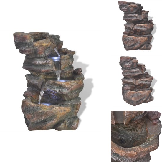 TRIO-BASALT Tuin- En Binnensfontein Met LED-verlichting – 60x60x75 Cm, 800 L/u, Kant-en-klaar, 230V