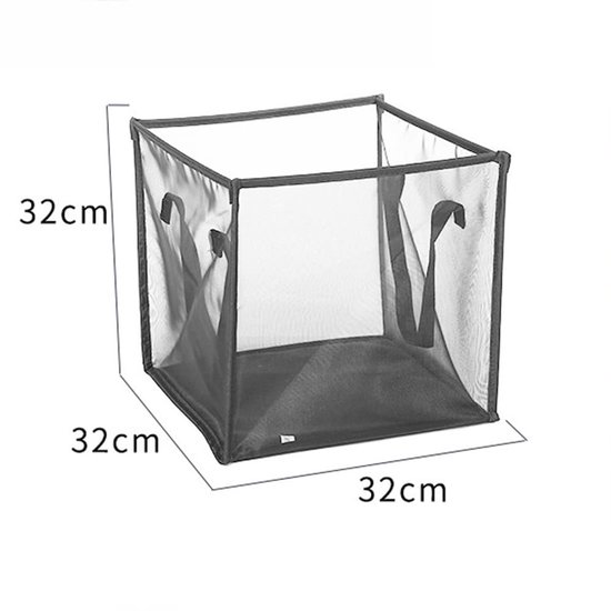 Wasmand, opvouwbaar, set van 3, netstof, met handgrepen, pop-up wasmand, draagbare netstof, wasmand voor thuis, kinderkamer, studentenhuis, reizen (zwart wit grijs