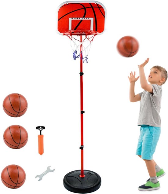 Foto: Basketbalpaal voor buiten basketbalring met standaard basketbalpaal voor kinderen basketbalpaal verstelbaar 63 tot 150cm