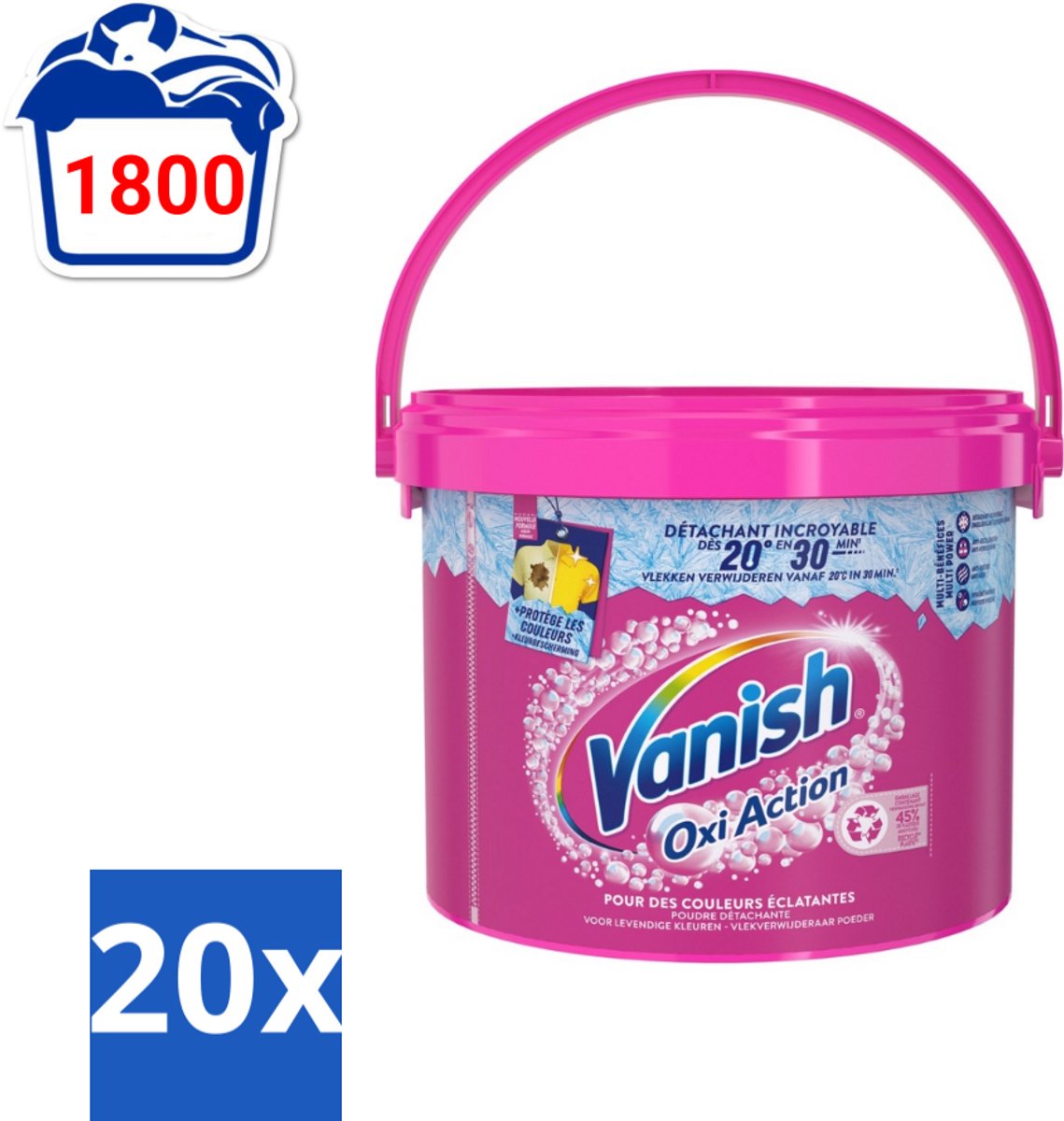 20 x Vanish Oxi Action - Vlekkenverwijderaar Poeder - Levendige Kleuren - Gekleurde Was - 2.7 Kg - Voordeelverpakking - 20 stuks