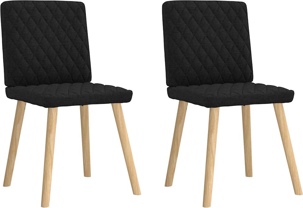 vidaXL - Eetkamerstoelen - 2 - st - stof - zwart