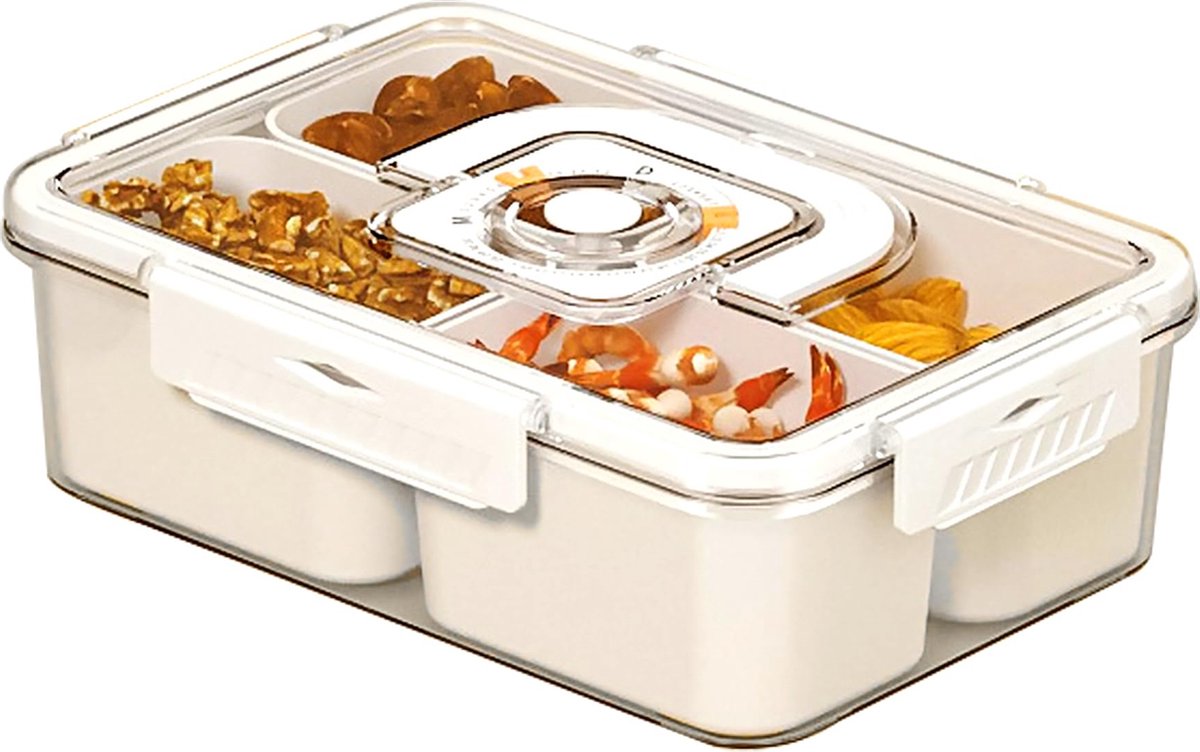 La'Moussawi ® Handige Snack Organizer met 4 Vakken en Deksel voor Onderweg