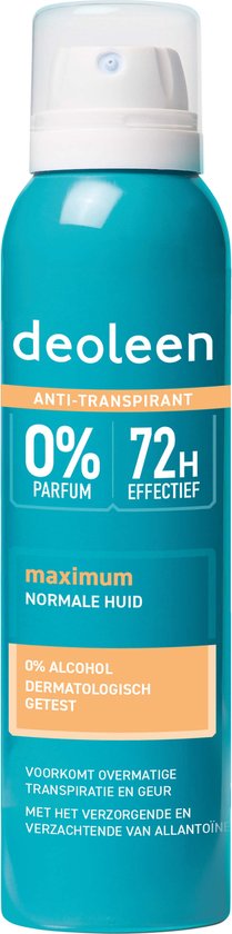 Deoleen Intense Protect - Voorkomt overmatige transpiratie en transpiratiegeur - 72 uur effectief - 0% parfum & 0% alcohol - Dermatologisch getest - Met allantoïne, verzorgend en verzachtend - 150 ml