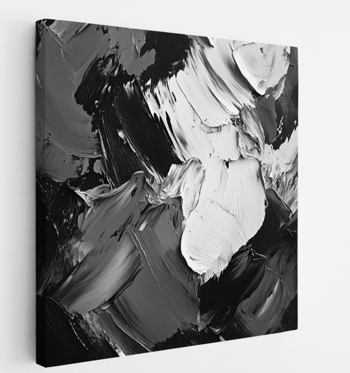 Saammp Canvas Schilderij - Zwart Grijs Vegen - Abstract - 20x20 - Foto op canvas - Wanddecoratie - Muurdecoratie Woonkamer - Slaapkamer decoratie - Canvas Print Multicolor