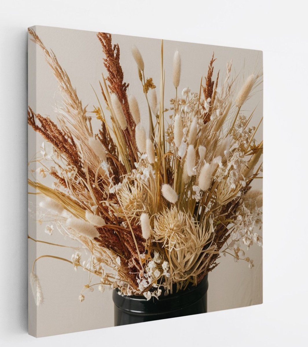 Saammp Canvas Schilderij - Boeket bloemen - Natuur - 40x40 - Foto op canvas - Wanddecoratie - Muurdecoratie Woonkamer - Kantoor Decoratie Multicolor