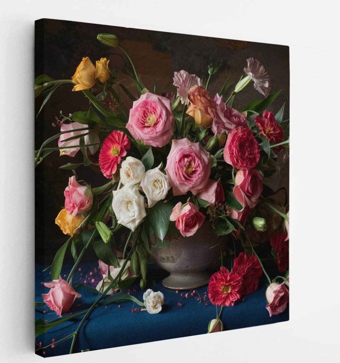 Saammp Canvas Schilderij - Bloemen Stilleven - Natuur - Romantisch - 60x60 - Foto op canvas - Wanddecoratie - Muurdecoratie Woonkamer - Kantoor Decoratie Multicolor
