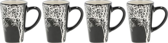 Villa Collection Hela – Set 4 Tazzine Da Caffè In Gres Blu – Motivo Legno, 10 Cl - 5