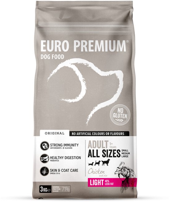 Euro Premium Adult Light Chicken & Rice 3 kg - Hond