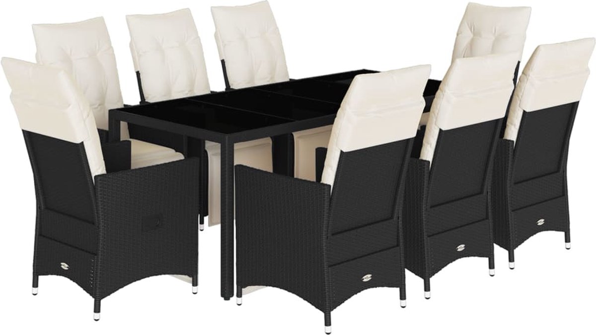 The Living Store 9-delige Tuinset poly rattan zwart - Tuinset - Lounge Set - Buis Meubel - Poly Rattan - Outdoor Furniture