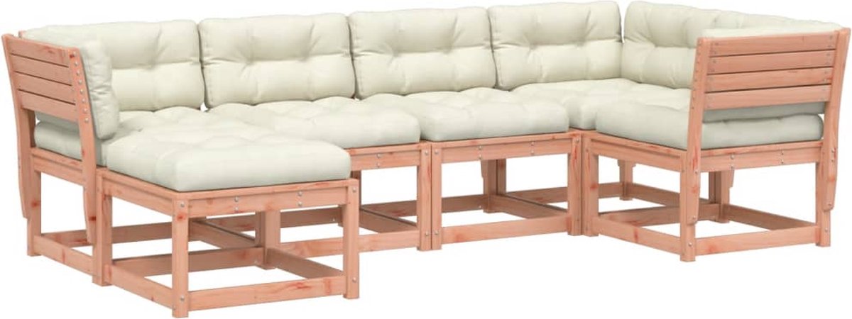 The Living Store 6-delige Loungeset met kussens massief douglashout - Loungebank - Tuinset - Houten Lounge - Buitendecoratie - Garden Furniture