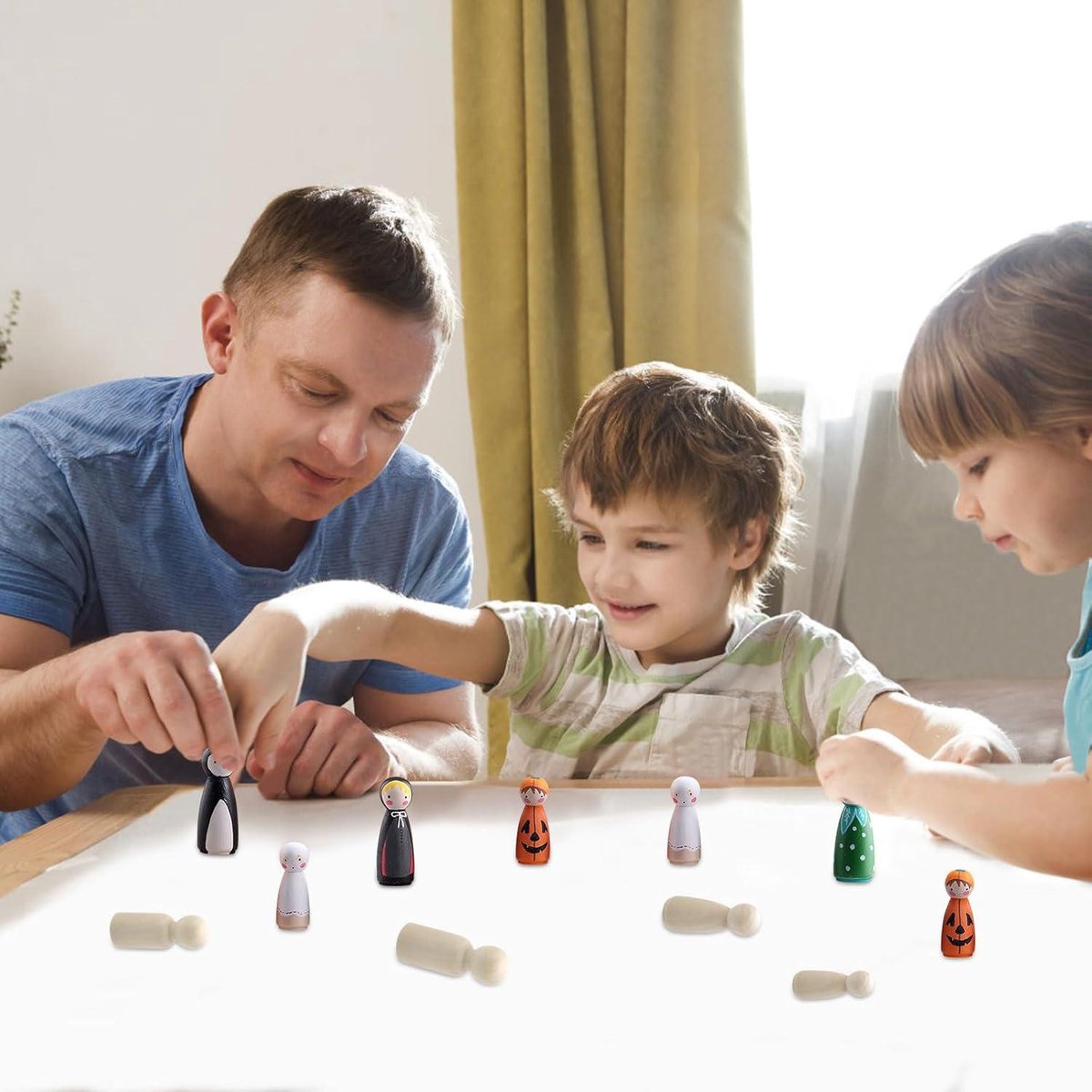 TNOMSNO 50 stuks houten figuren om te beschilderen, familiefiguren, pop TNOMSNO 50 stuks houten figuren om te beschilderen, familiefiguren, pop