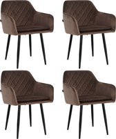 Chaises de salle à manger Lina® Noble - Marron - Set de 4 - Velours