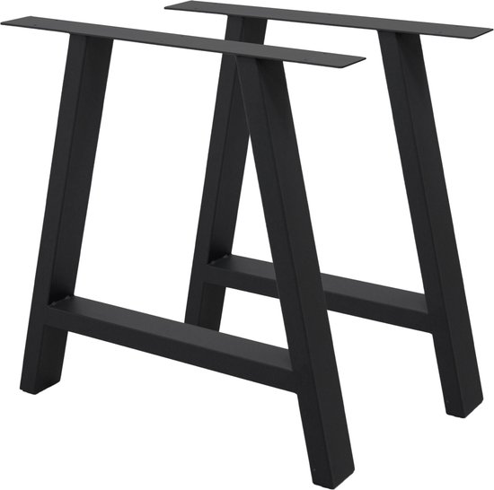 ECD Germany 2x Tafelpoten X-Design X-Form, 60 x 72 cm, zwart, gepoedercoat staal, industrieel design, metalen tafelsteunen tafelonderstel meubelpoten, voor eettafel bureau