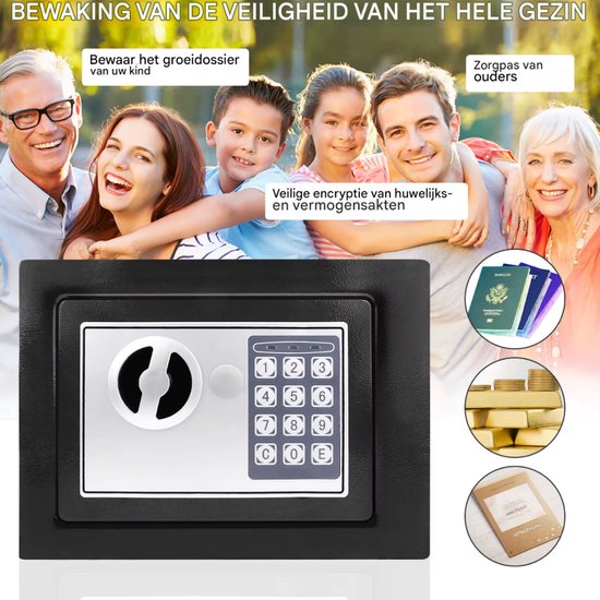 Coffre-Fort Numérique 8,5 L – Ignifuge & Étanche Avec Code PIN + Clés, Noir