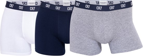 CR7 Heren Boxershorts Effen Wit/Blauw/Grijs 3-Pack - Maat L
