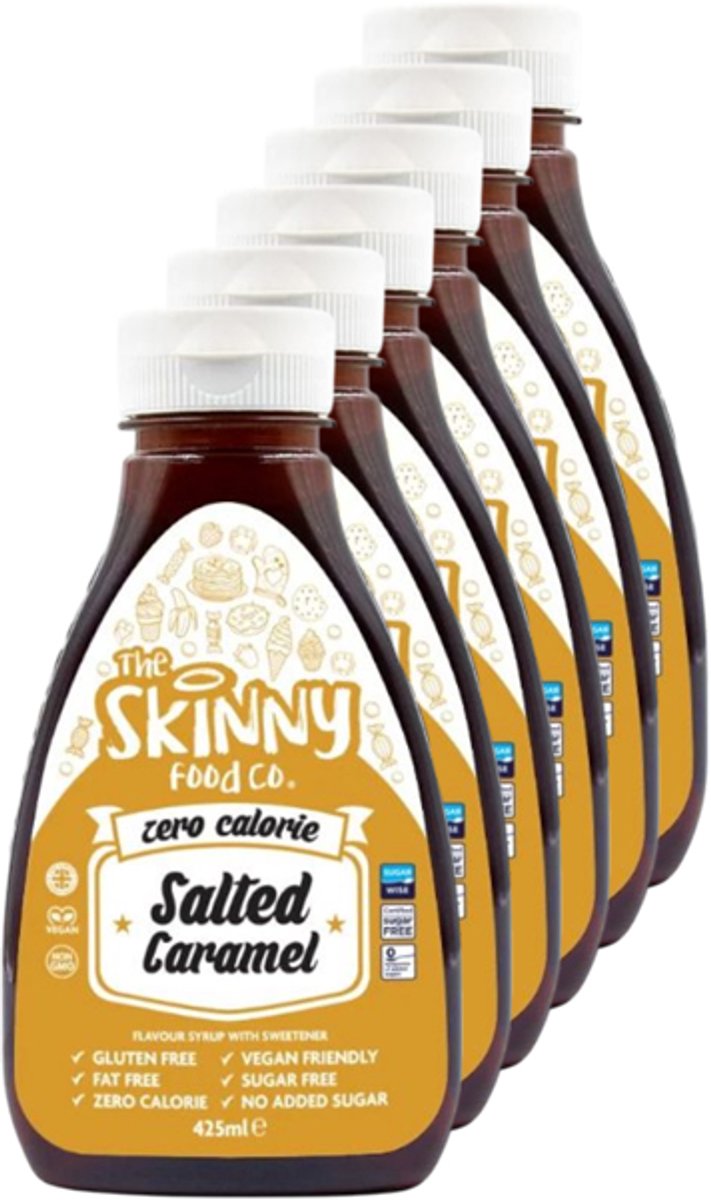 Skinny Food Co | Zero Calorie Syrup | Salted Caramel | 6 stuks | 6 x 425 ml