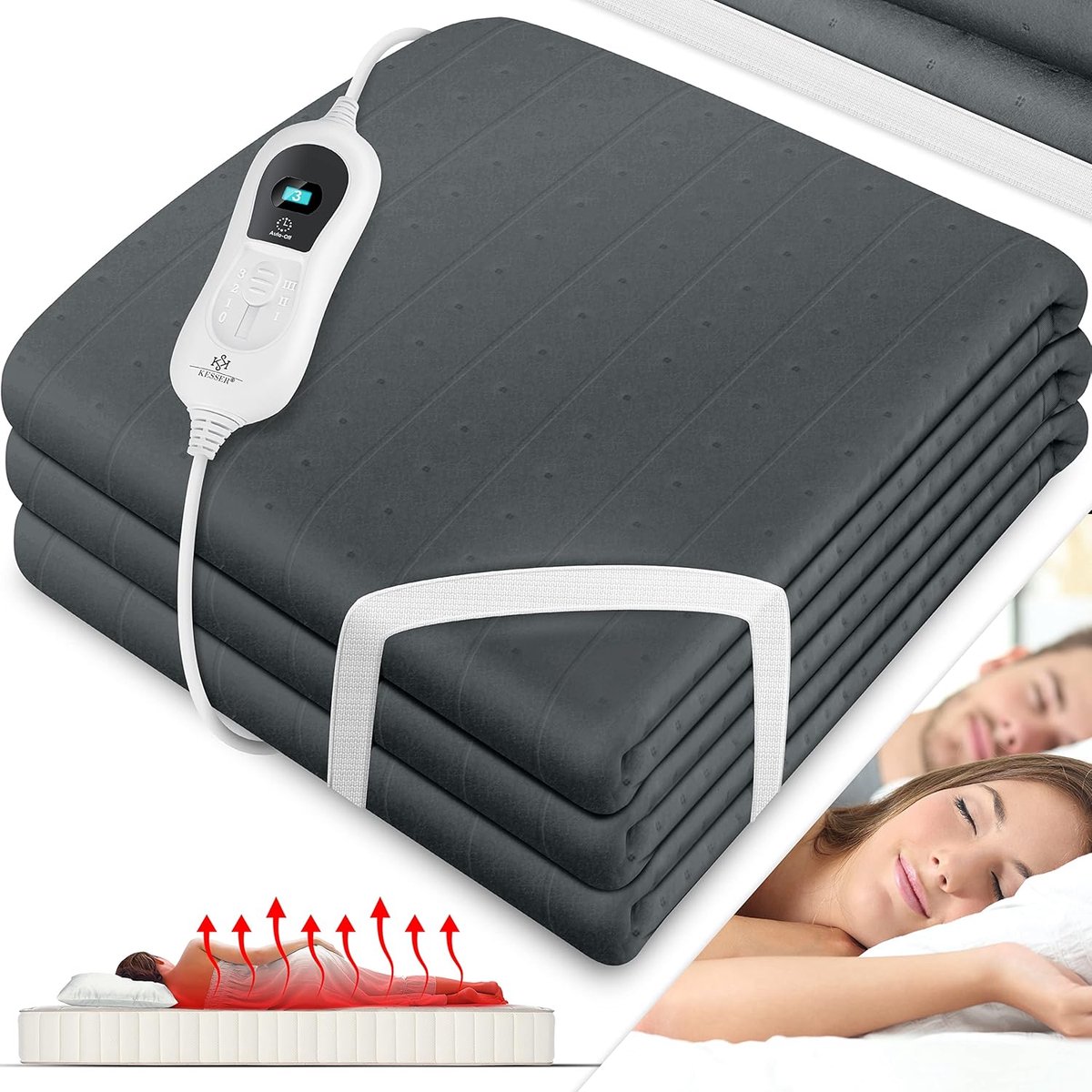 Warmte-onderbed 150 x 80 cm met Afstandsbediening en 3 Temperatuurniveaus